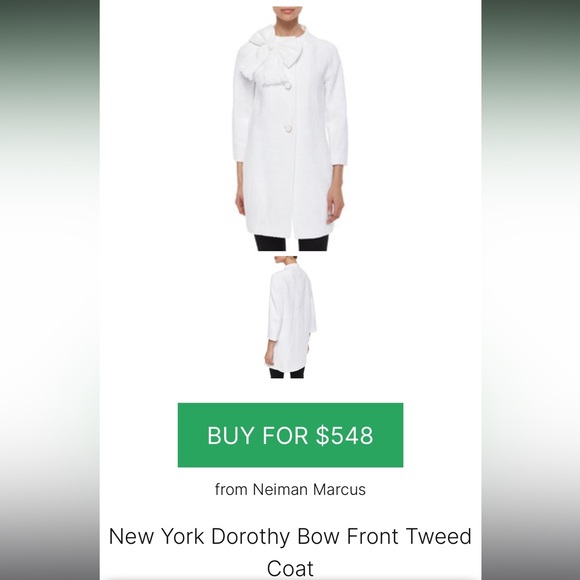 Kate Spade $548 White New York Dorothy Bow Front Tweed Coat Size 6 Small - Picture 15 of 16